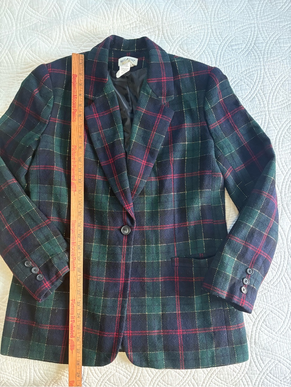 Vintage Wool Plaid Single-Button Blazer Size 6 - Picture 3 of 6